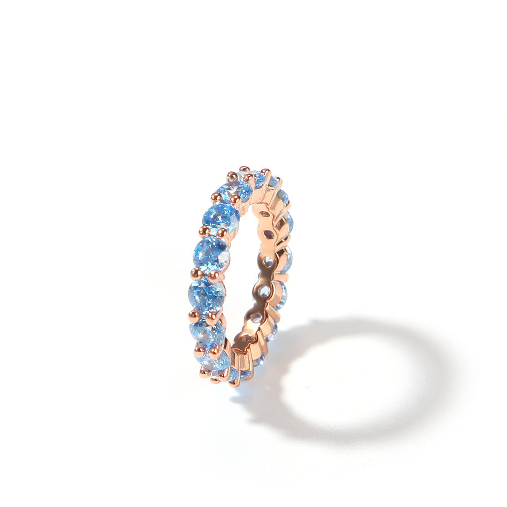 Creative Row Of Colored Zirconia Rings