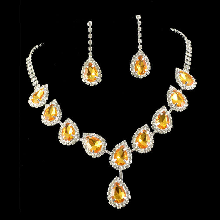 Bridal Jewelry Set Color Rhinestone Necklace LaDidier Jewelry