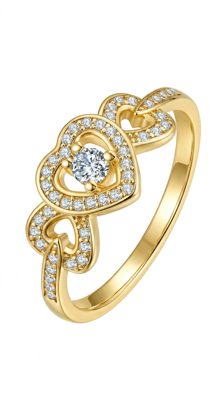 MINDDHA 14K Gold Plated Infinity Rings for Women Heart Infinity Promise Ring Stackable CZ Simulated Diamond Eternity Bands Dainty Open Minimalist Knuckle Rings Non Tarnish Comfort Fit - Size 4-12
