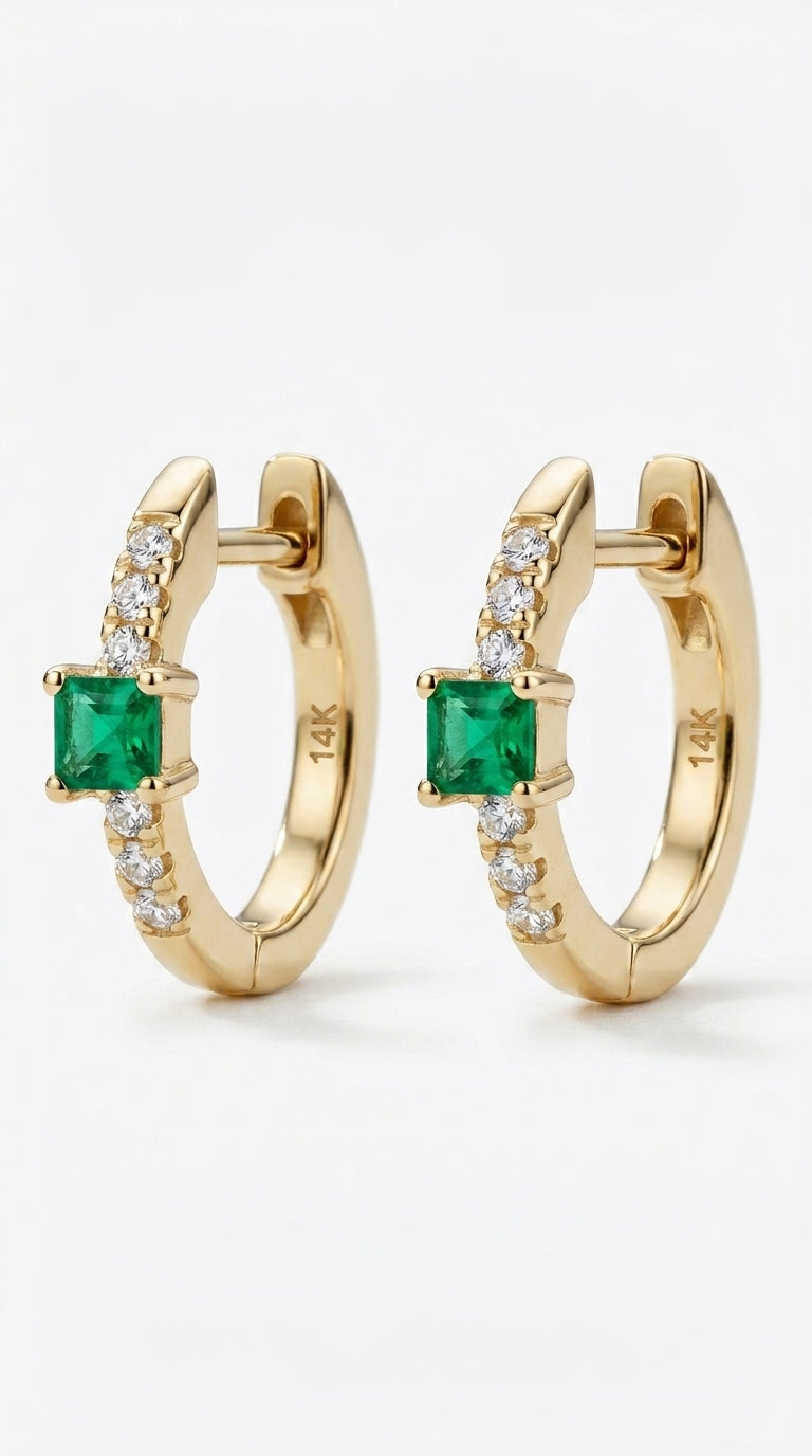 Luxury Lab-Created Emerald Earrings