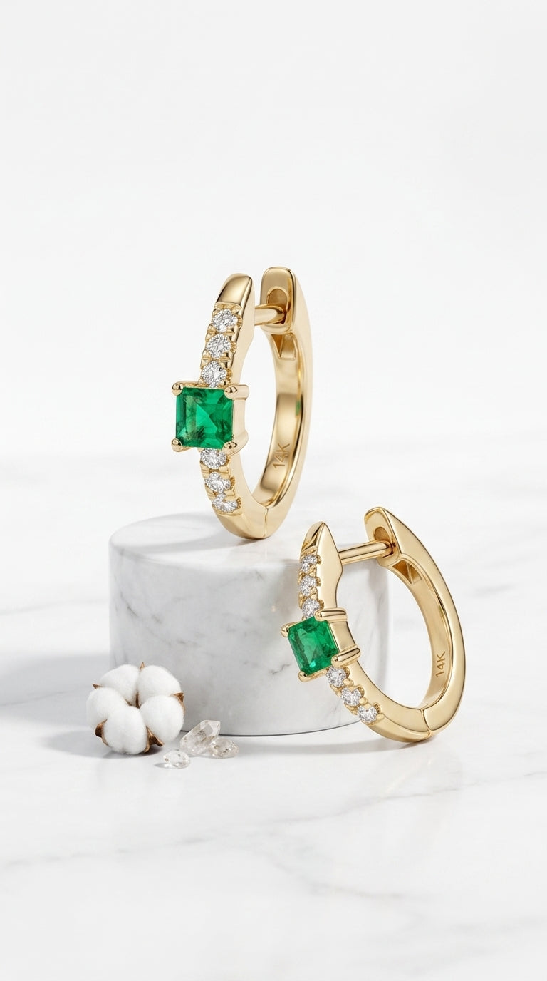 Luxury Lab-Created Emerald Earrings
