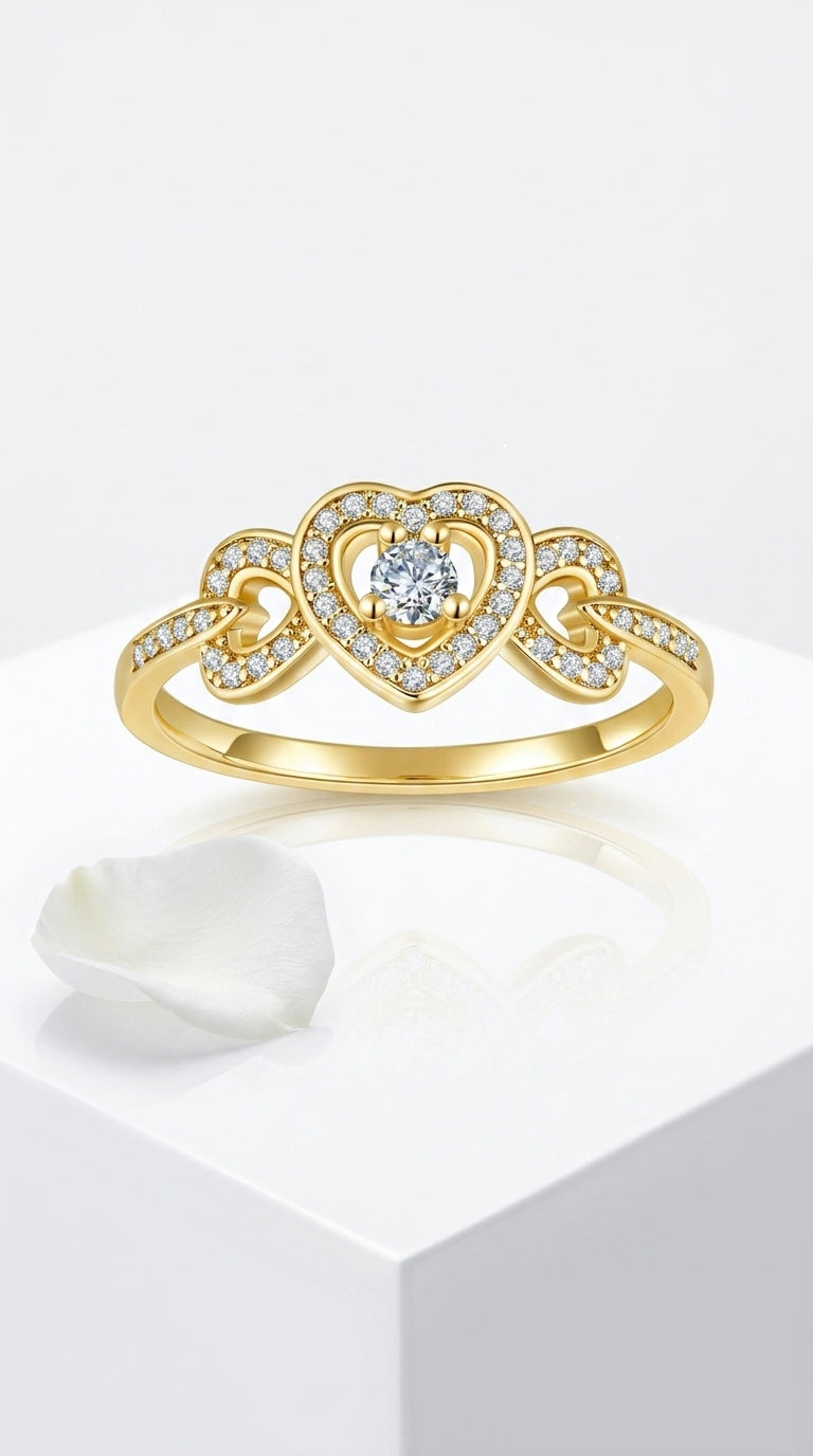 MINDDHA 14K Gold Plated Infinity Rings for Women Heart Infinity Promise Ring Stackable CZ Simulated Diamond Eternity Bands Dainty Open Minimalist Knuckle Rings Non Tarnish Comfort Fit - Size 4-12