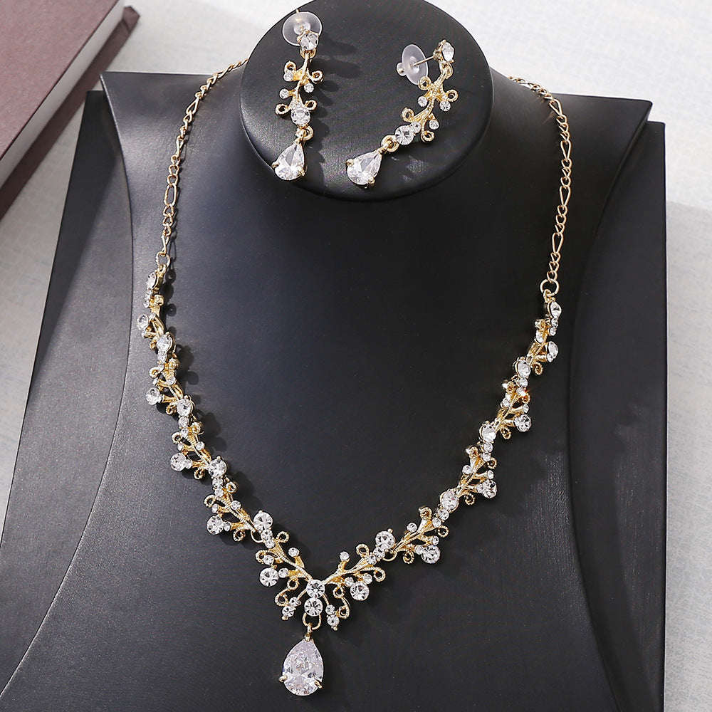 Bridal Rhinestone Zircon Earring Necklace LaDidier Jewelry