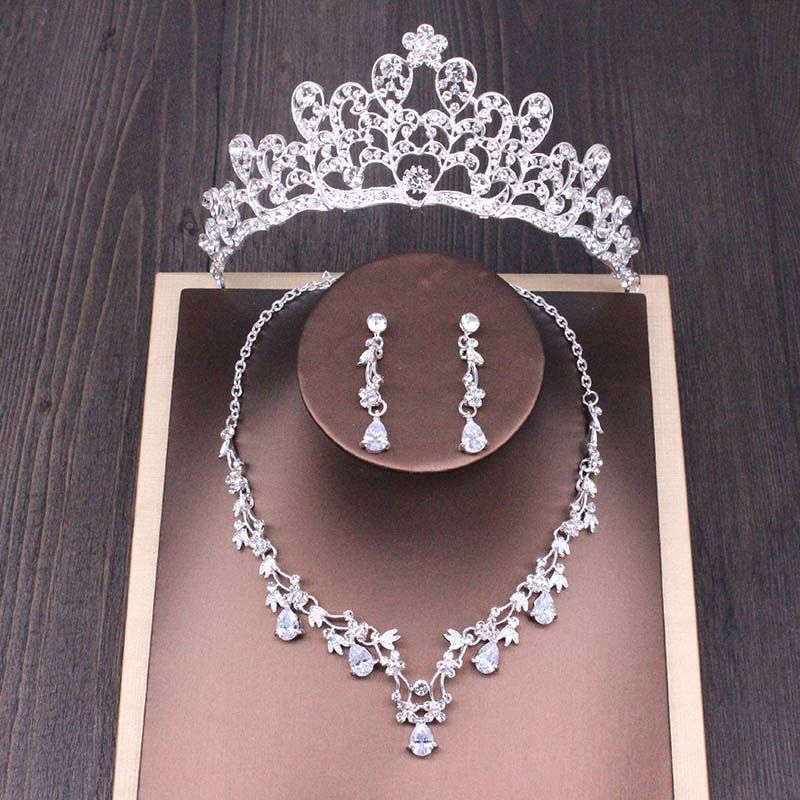 Bridal Rhinestone Crown Necklace Set Wedding Accessories LaDidier Jewelry