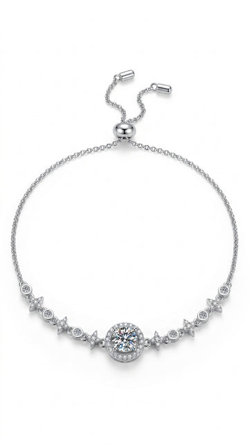 1 Carat Moissanite 925 Sterling Silver Minimalist Bracelet