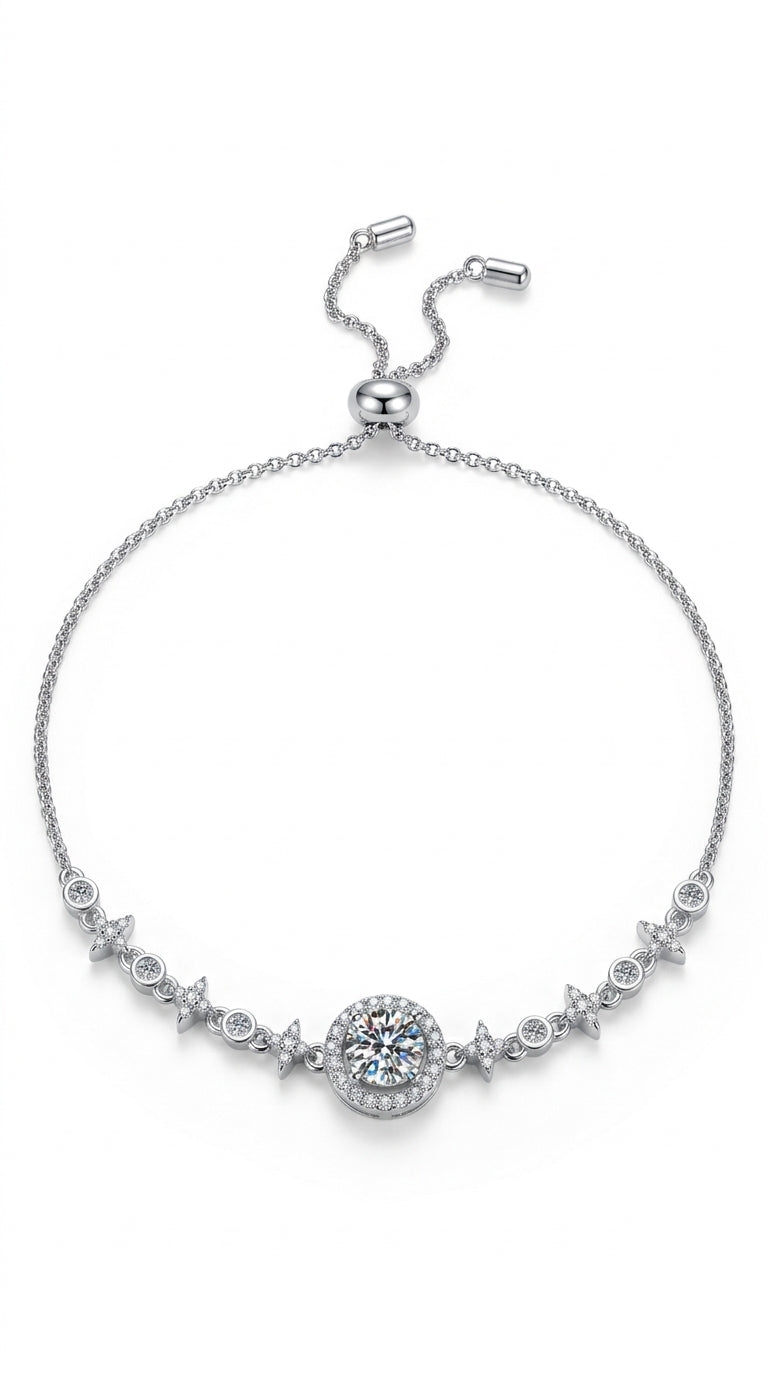 1 Carat Moissanite 925 Sterling Silver Minimalist Bracelet