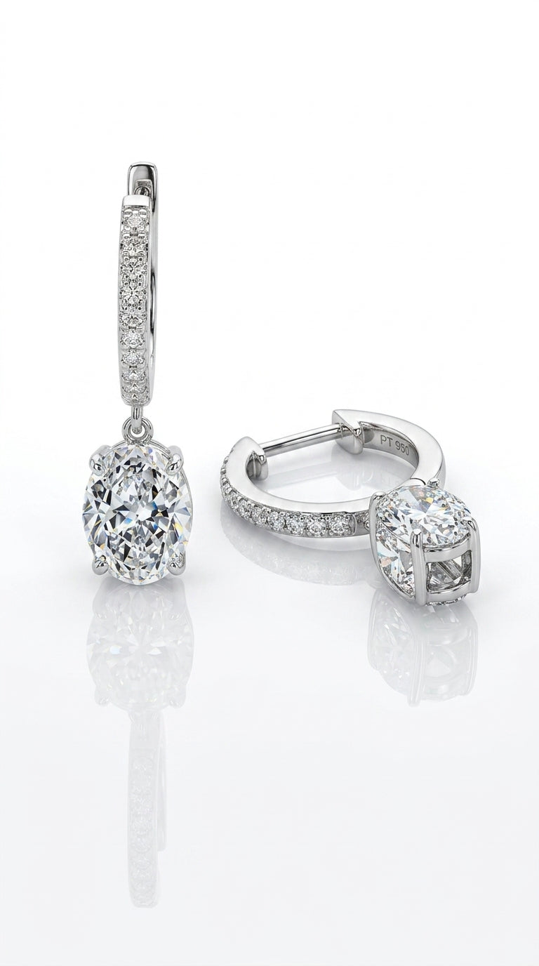 3 Carat Moissanite 925 Sterling Silver Earrings