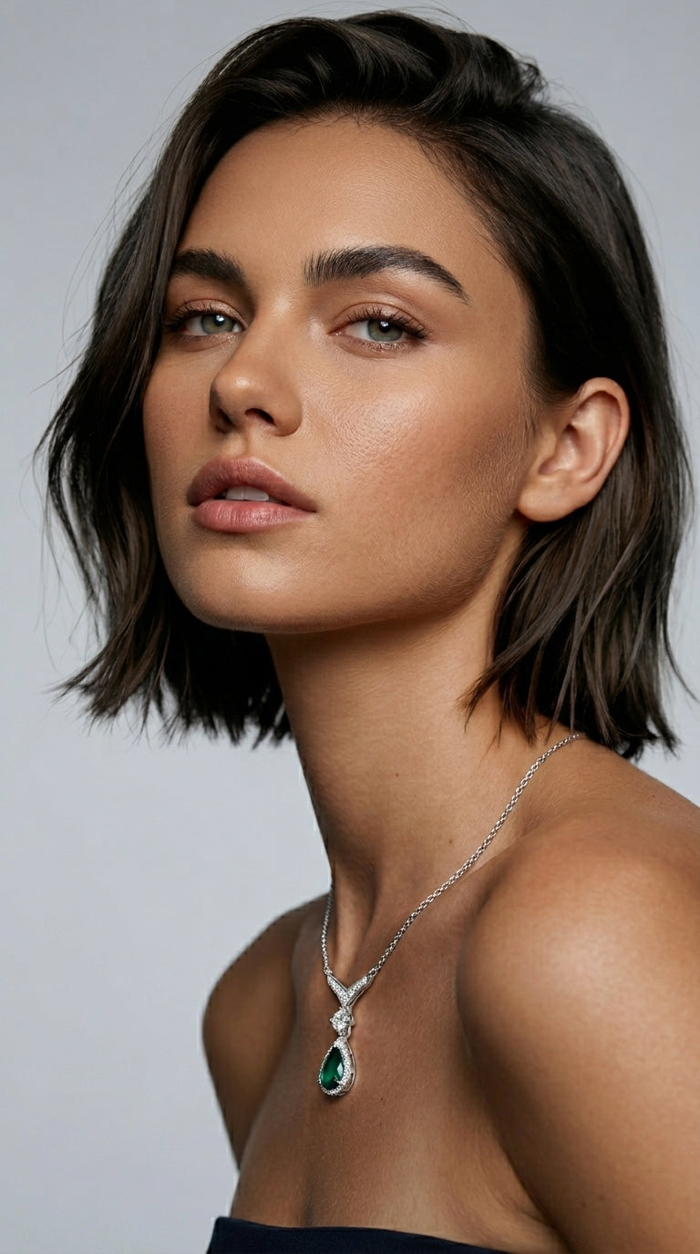 Lab-Grown Emerald Teardrop Necklace