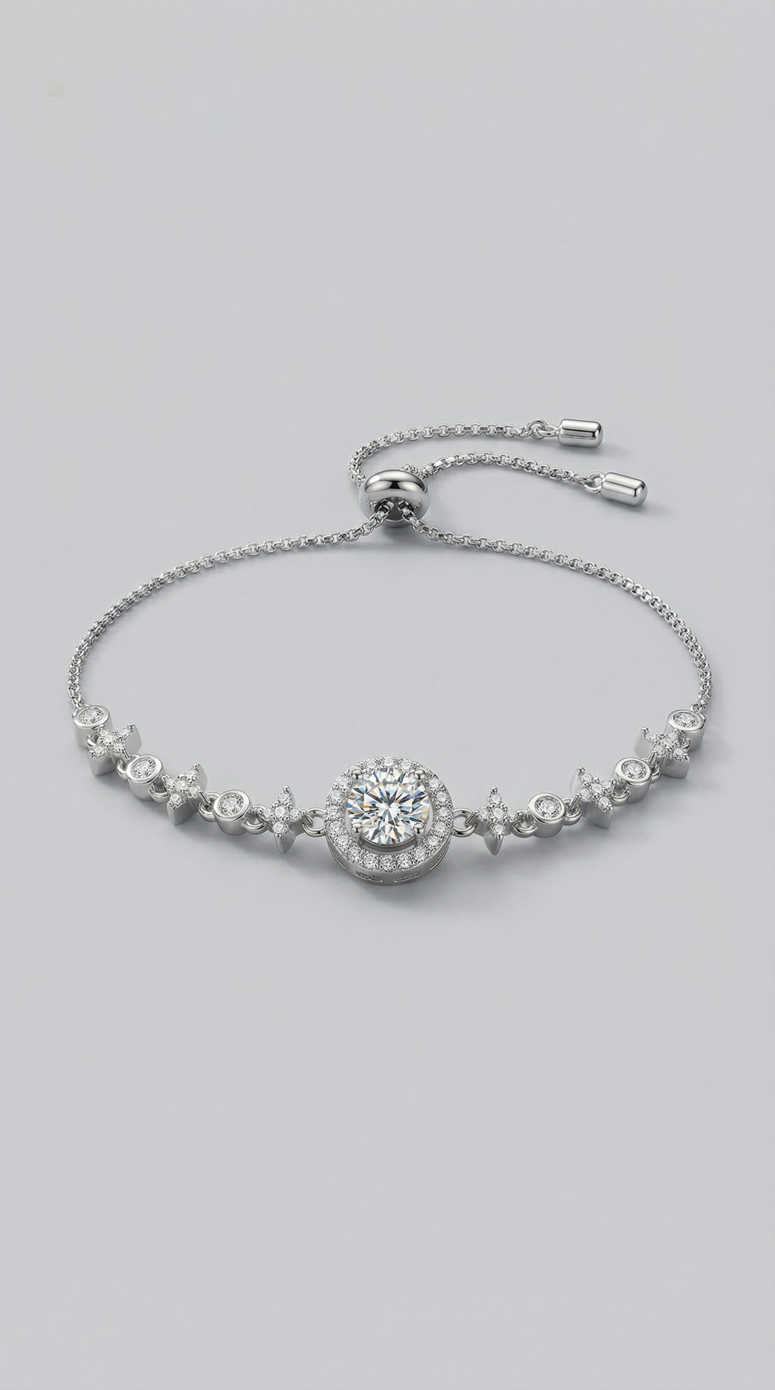 1 Carat Moissanite 925 Sterling Silver Minimalist Bracelet