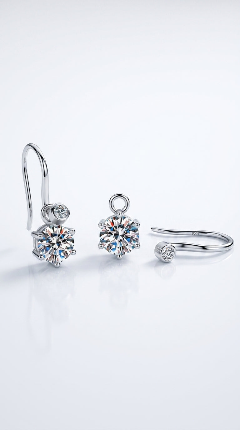 2 Carat Moissanite 925 Sterling Silver Earrings