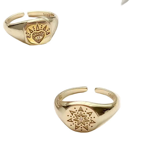 925 sterling silver Retro pattern rings