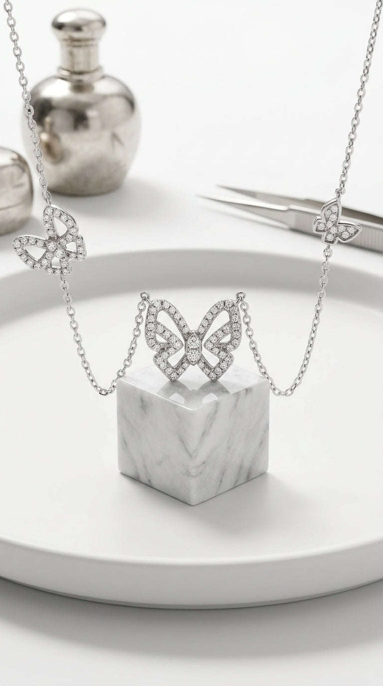 Moissanite Butterfly Shape Necklace LaDidier Jewelry