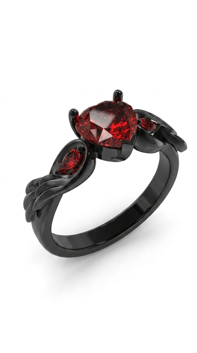 Rubby Red Zirconia Love Rings For Women