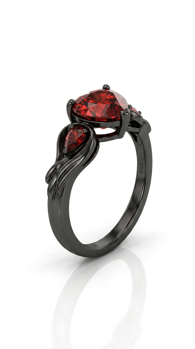 Rubby Red Zirconia Love Rings For Women