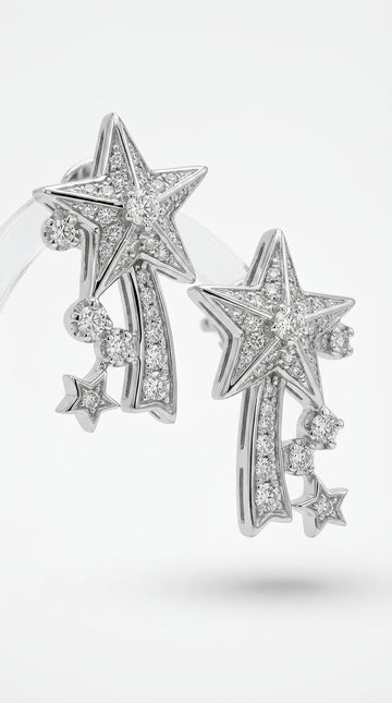 Dlknp Silver Clip on Earrings for Women Star Shaped Clip-on Earrings with Cubic Zirconia Hypoallergenic Non Pierced Earrings Jewellery