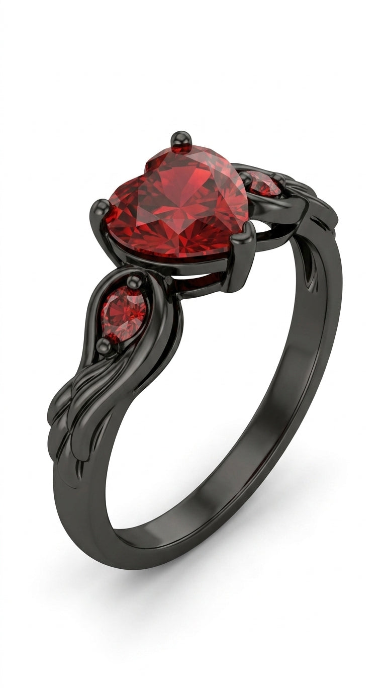 Rubby Red Zirconia Love Rings For Women