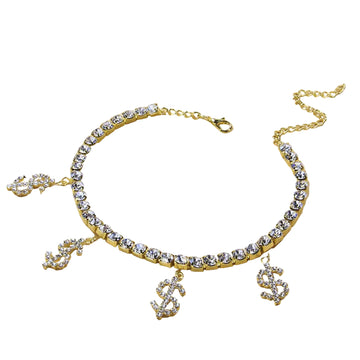 Stainless Steel Creative All-match Shiny Rhinestone Anklet