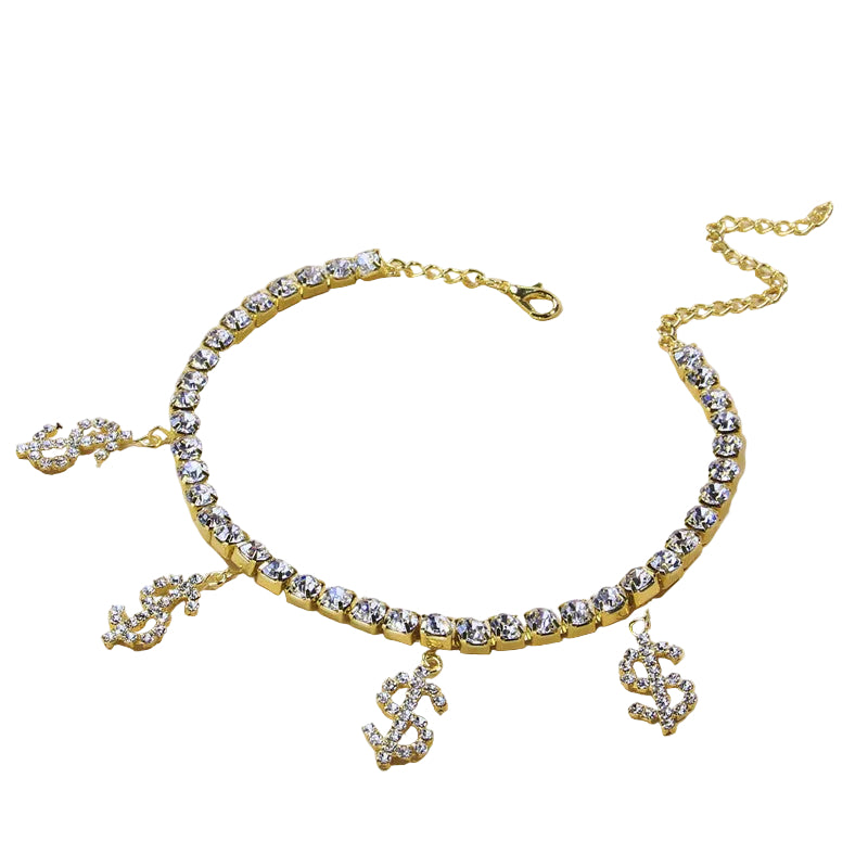 Stainless Steel Creative All-match Shiny Rhinestone Anklet