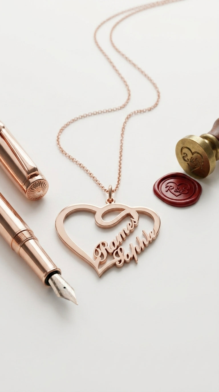 Double Heart Necklace Personalized Necklaces Pendant Gifts Stainless Steel For Women