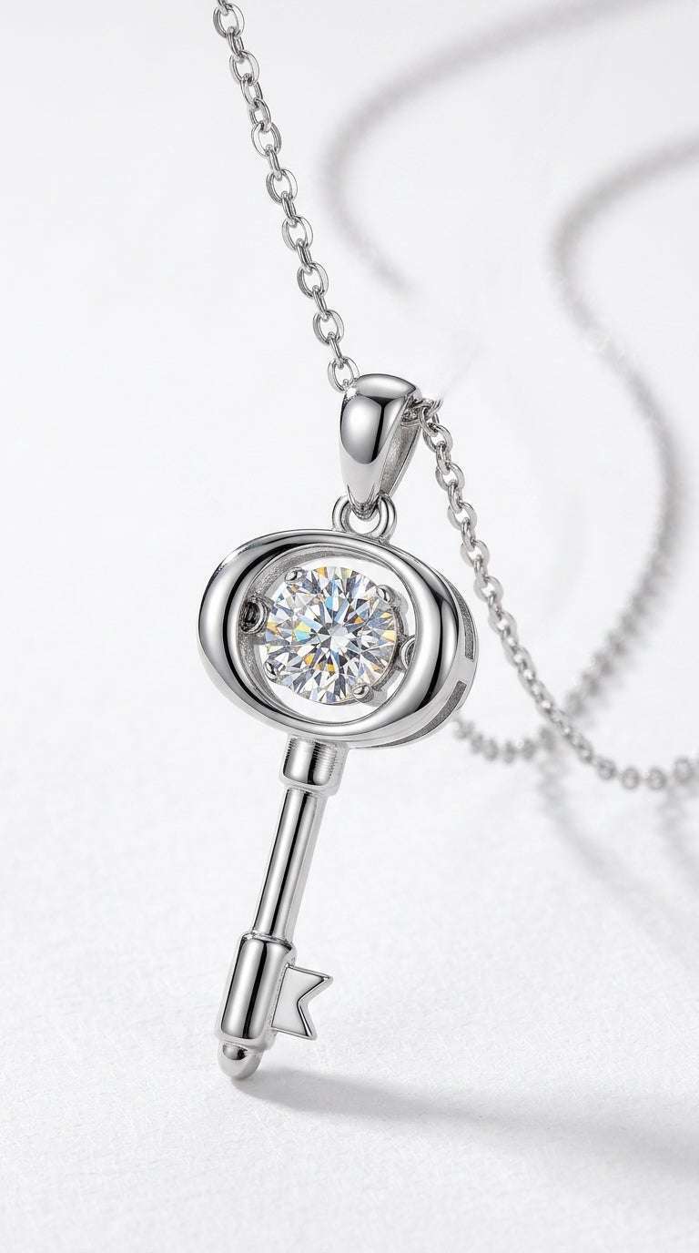 Adored Moissanite Key Pendant Necklace LaDidier Jewelry