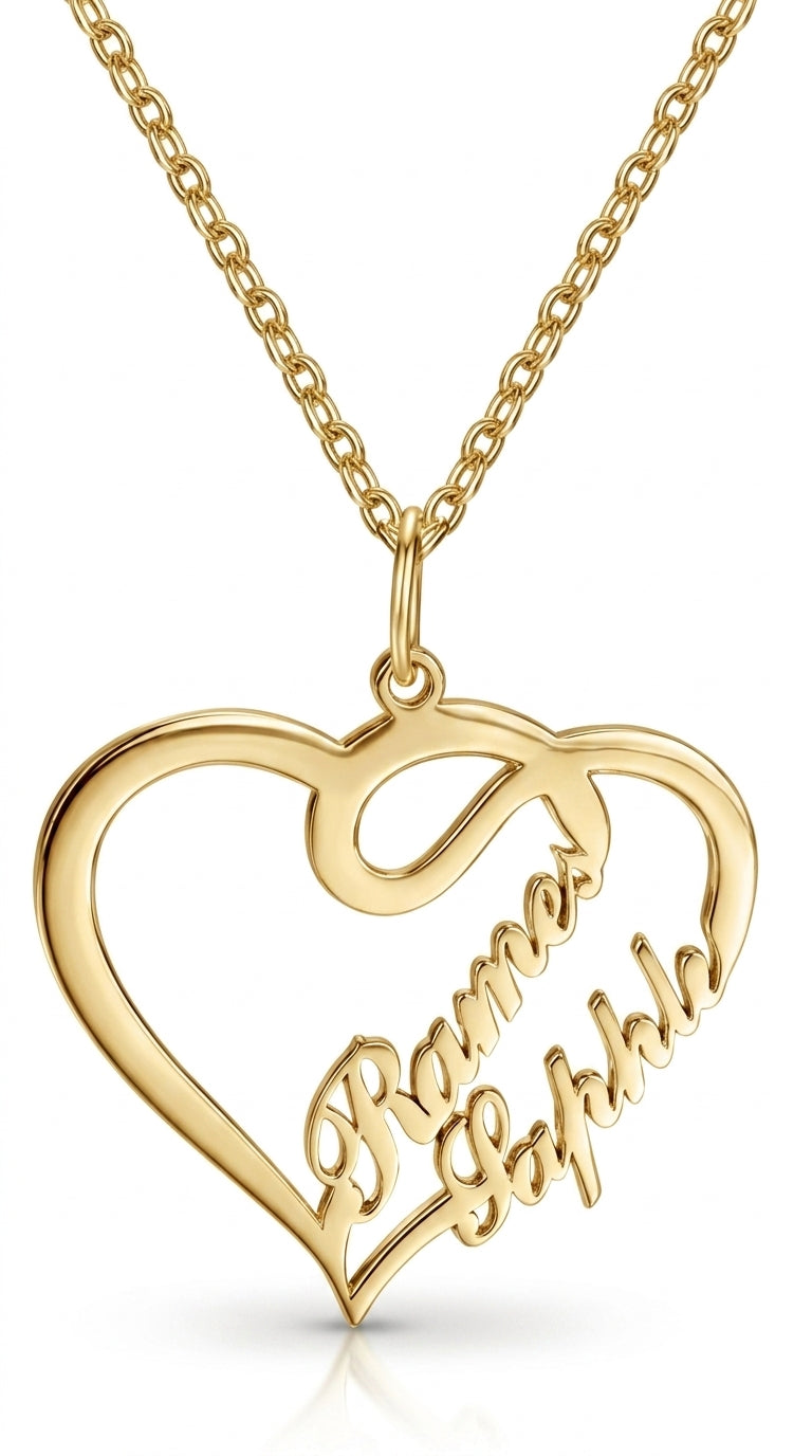 Double Heart Necklace Personalized Necklaces Pendant Gifts Stainless Steel For Women