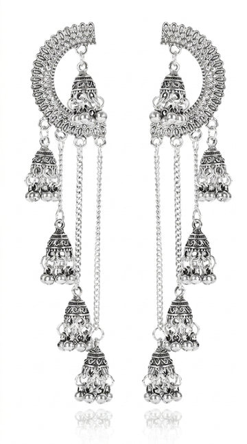Indian Jhumka Earrings for Women Rhinestone Bell Pendant Earrings Ball Tassel Earrings Vintage Chandelier Earrings Boho Dangle Earrings Wedding Earrings