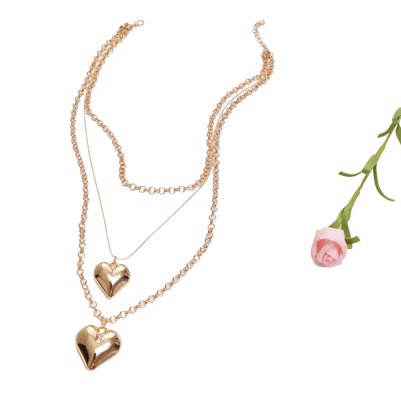 Vintage MultiLayer Heart Pendants Necklaces For Women Gold Geometric Punk Necklace New Design Wedding Jewelry Girlfriend Gifts
