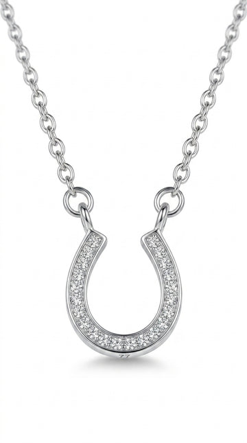 Sterling Silver Letter U Diamond Pendant Necklace