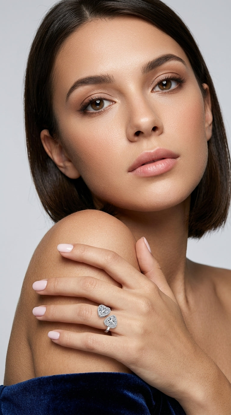 Luxury Heart-Shape Moissanite Open Ring