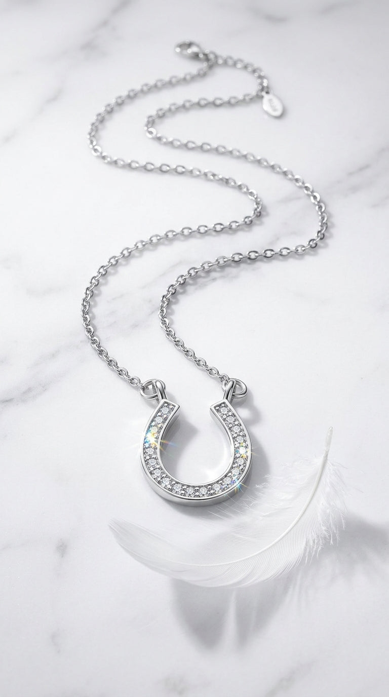 Sterling Silver Letter U Diamond Pendant Necklace