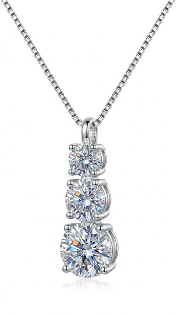 Moissanite Triple-Pendant Necklace