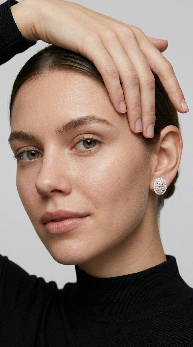 Platinum-Plated Moissanite Stud Earrings