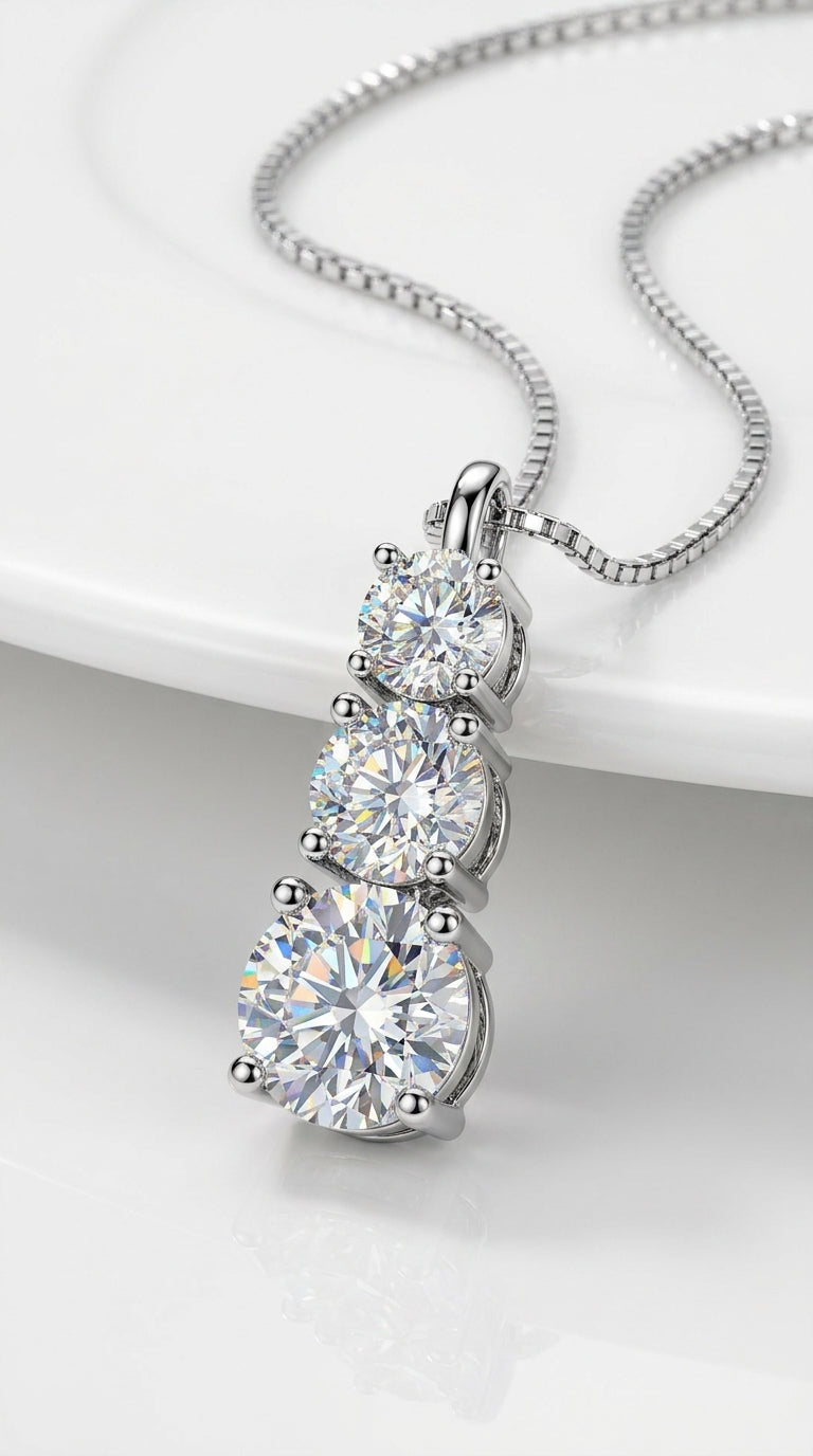 Moissanite Triple-Pendant Necklace