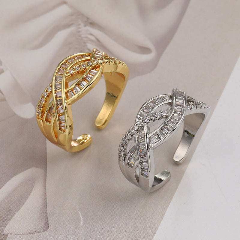 Couple Couple Rings Adjustable Cross Zircon Ring
