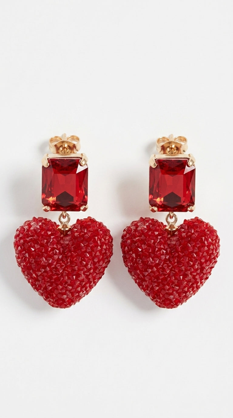 Heart Earrings Valentines Earrings for Women Rhinestone Heart Earrings Red Heart Earrings Dangle Pink Pearl Heart Earrings for Women Love Earrings Valentines Day Outfit Women Valentines Gifts