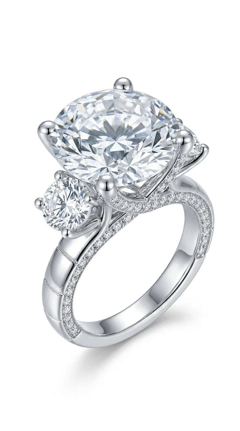 8.6 Carat Moissanite Platinum-Plated Ring LaDidier Jewelry