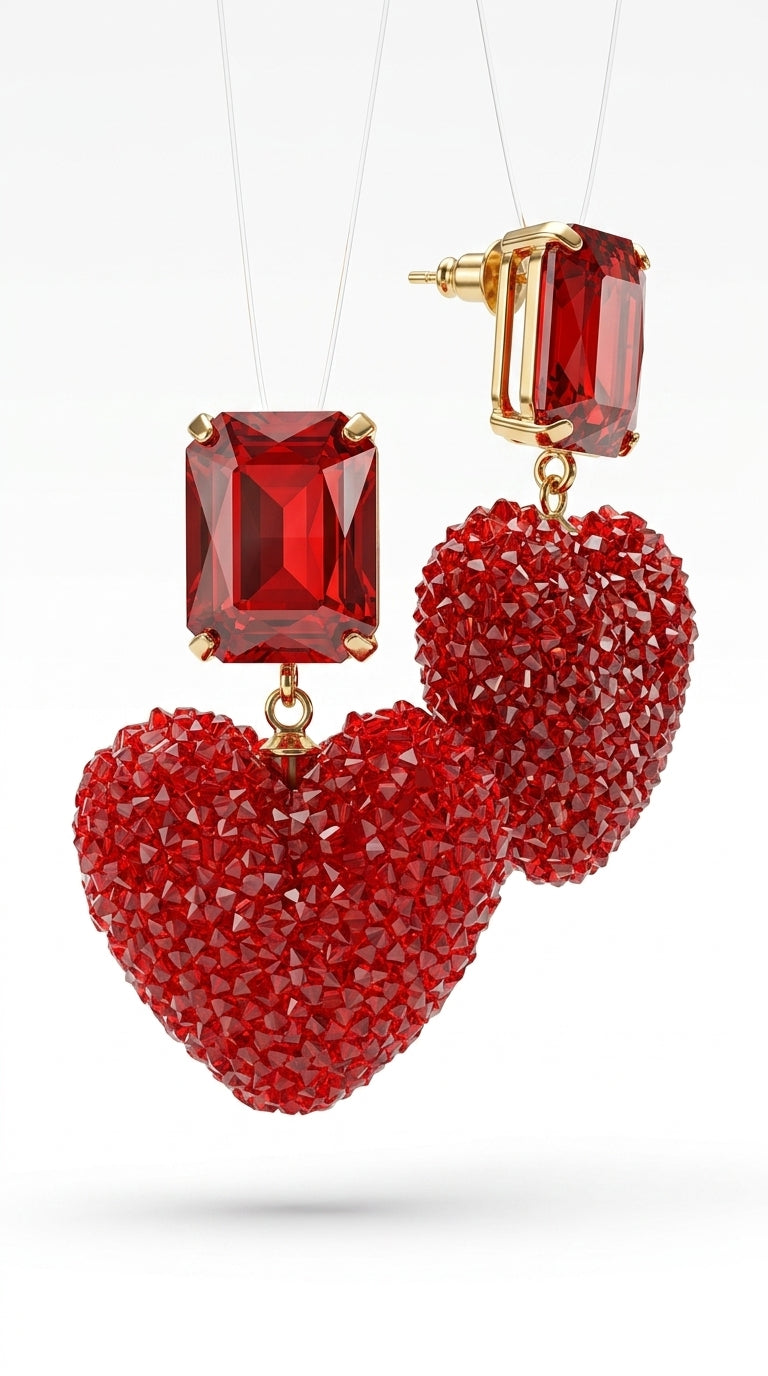 Heart Earrings Valentines Earrings for Women Rhinestone Heart Earrings Red Heart Earrings Dangle Pink Pearl Heart Earrings for Women Love Earrings Valentines Day Outfit Women Valentines Gifts