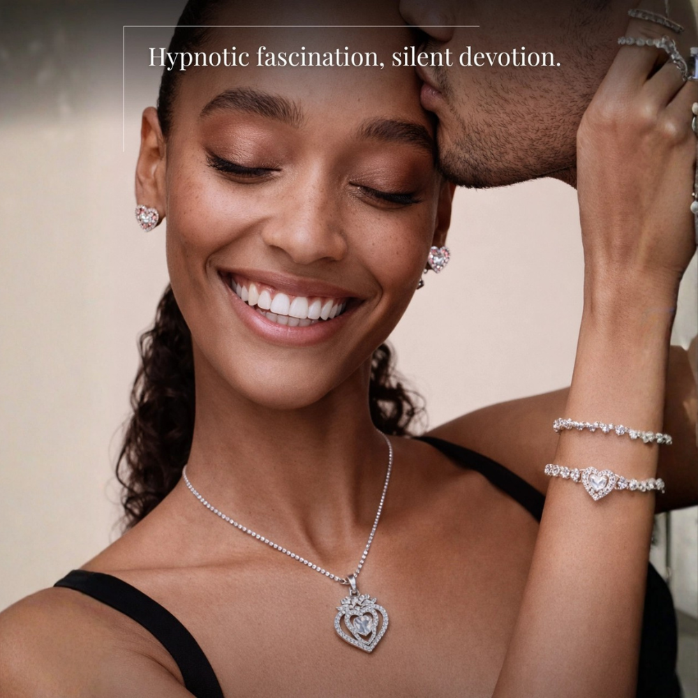 Heart jewelry set with bracelet and necklace