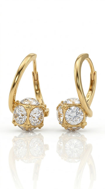 Lymphvity Earrings for Women Lymphatic Germanium Earrings Histone Lymphvity Acupuncture Earrings Lymphatic Drainage Earrings Cubic Zirconia Lymph Earrings for Women Jewelry (Gold)