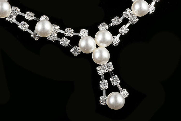 Simple Bride Jewelry Full Drill Pearl Pecklace, Wedding Rhinestone Necklace LaDidier Jewelry