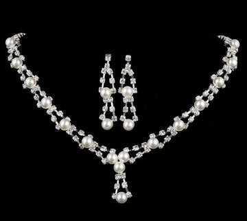 Simple Bride Jewelry Full Drill Pearl Pecklace, Wedding Rhinestone Necklace LaDidier Jewelry