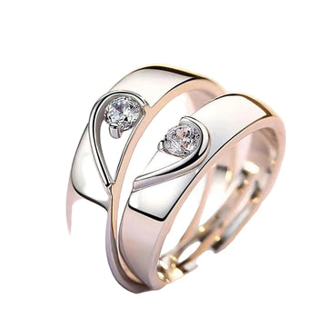 Silver Plated Couple Rings A Pair Of European And American Diamond Rings