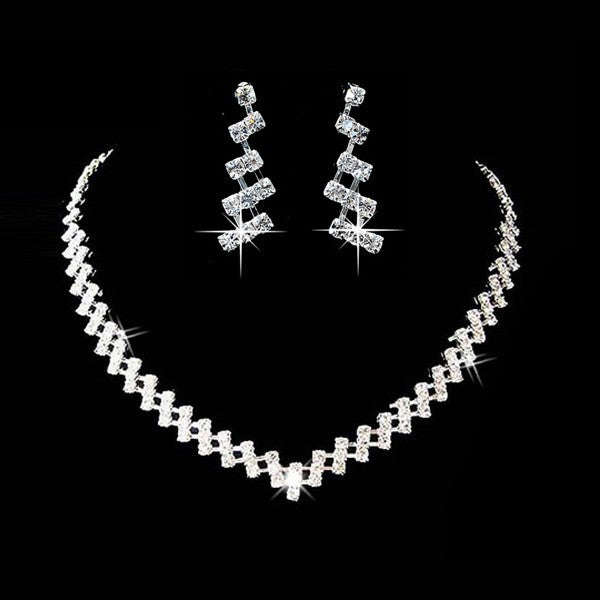 Bridal Jewelry two sets, bridal Rhinestone chain, Wedding Necklace, earring, Rhinestone Necklace, marriage two sets LaDidier Jewelry