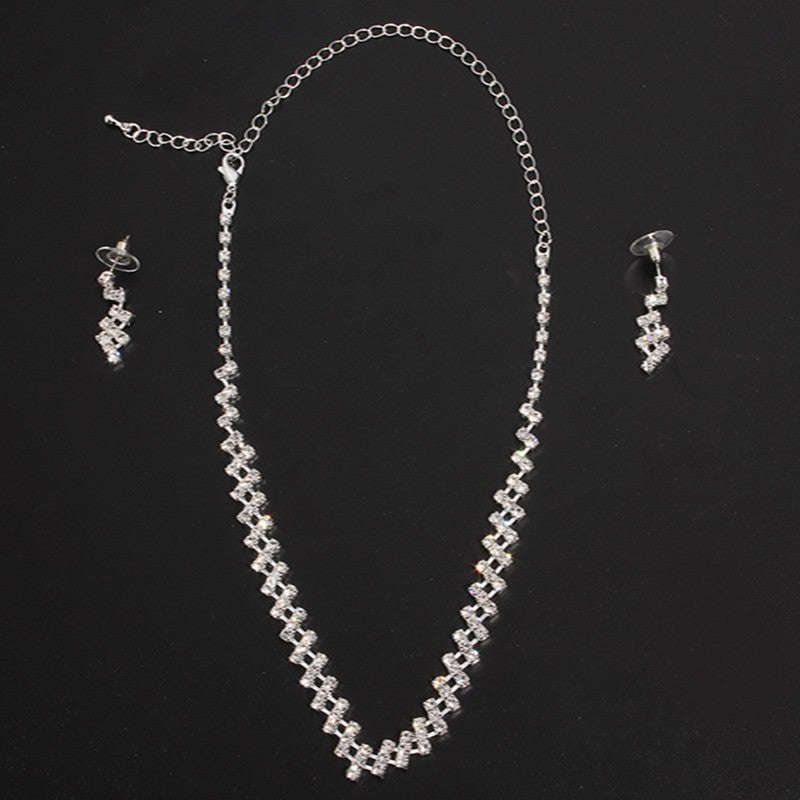 Bridal Jewelry two sets, bridal Rhinestone chain, Wedding Necklace, earring, Rhinestone Necklace, marriage two sets LaDidier Jewelry
