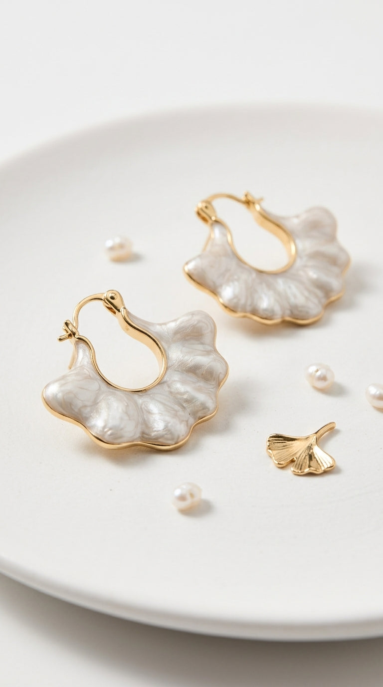 Statement Earrings for Women Gold Dangle Earrings Gold Statement Earrings Pearl Earrings Gold Earrings Earrings Dangle Gold Hoop Earrings for Women Fan Shape Earrings from SNGIA Earrings