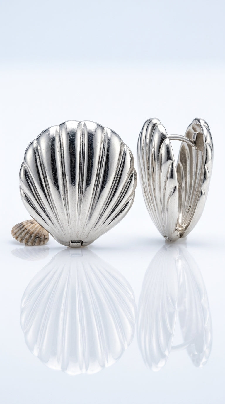 LILIE&WHITE Silver Shell Stud Earrings for Women Ocean Earrings Beach Earrings Hypoallergenic Earrings Fashion Jewelry Present Earrings