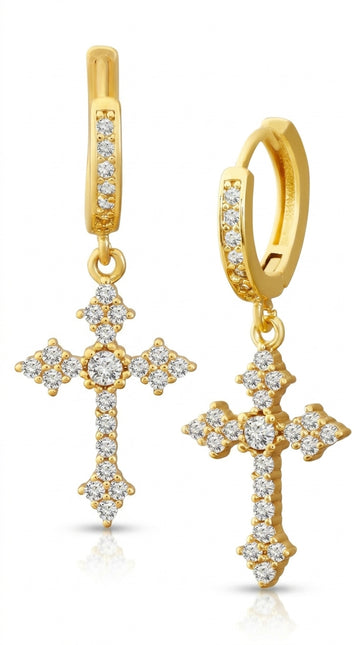 Sacina Gold-tone Rhinestone Cross Hoop Earrings Cross Earrings for Women Rhinestone Earrings Gothic Earrings Y2k Earrings Christmas Jewelry Gift for Women