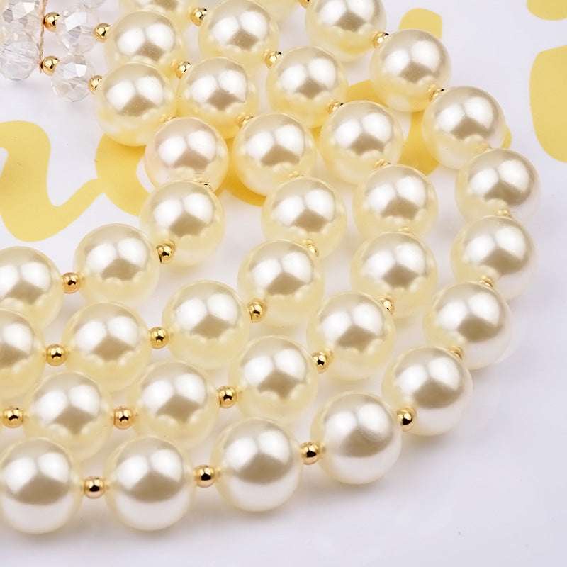 Necklace Crystal Pearl Long Necklace Earrings, Bride Jewelry Set Accessories LaDidier Jewelry
