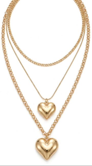 Vintage MultiLayer Heart Pendants Necklaces For Women Gold Geometric Punk Necklace New Design Wedding Jewelry Girlfriend Gifts