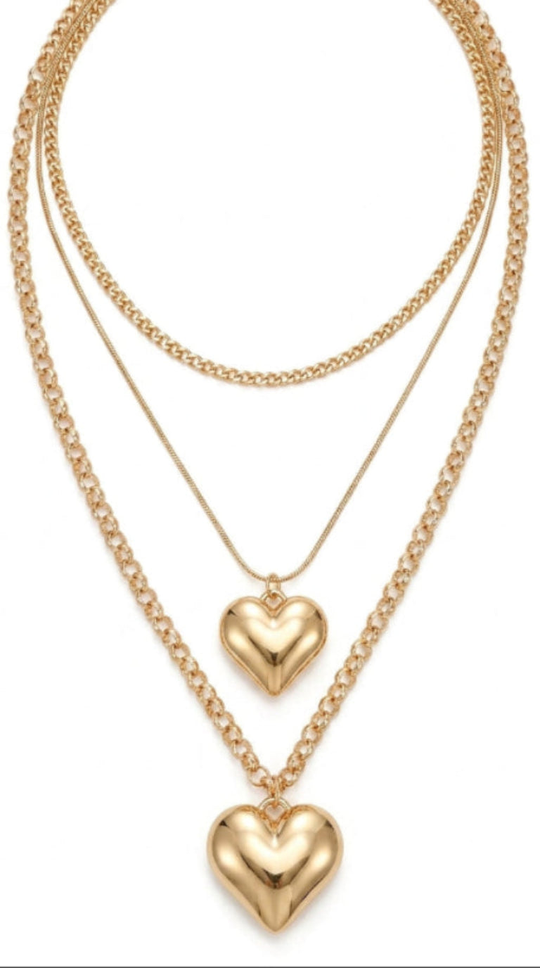 Vintage MultiLayer Heart Pendants Necklaces For Women Gold Geometric Punk Necklace New Design Wedding Jewelry Girlfriend Gifts